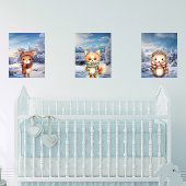 Adorable Winter Woodland Animals Wall Print Set