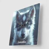 Adorable Wolf Baby in the Moonlight スクエア壁時計 (傾斜)