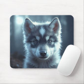 Adorable Wolf Baby in the Moonlight マウスパッド (マウス)