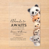 Adorable Woodland Animals Baby Shower  アクリル招待状 (正面)