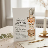 Adorable Woodland Animals Baby Shower Invitation 招待状
