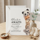 Adorable Woodland Animals Baby Shower Invitation 招待状