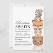 Adorable Woodland Animals Baby Shower Invitation 招待状 (正面)