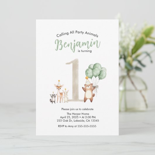 Adorable Woodland Creatures Party Invitation 招待状 (スタンド正面)