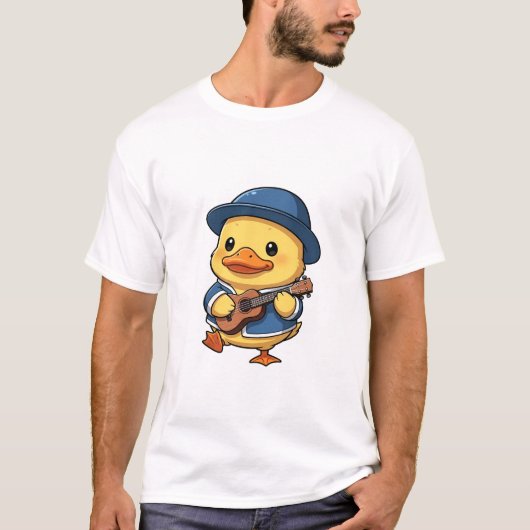 Adorable Yellow Duckling Wearing Blue Hat Tシャツ (正面)