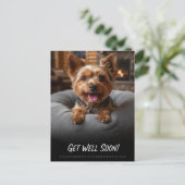 Adorable Yorkshire Terrier Get Well Postcard ポストカード (スタンド正面)