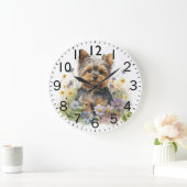 Adorable Yorkshire Terrier Puppy Dog ラージ壁時計 (ホーム)