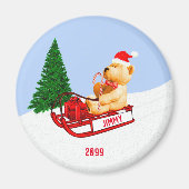 AdorableTeddy Bear on Sled w Present マグネット (正面)