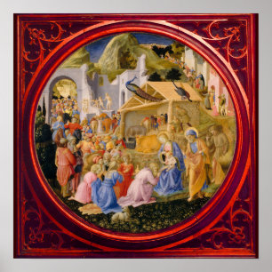 ADORATION OF MAGI Fra Angelico,Christmas ポスター