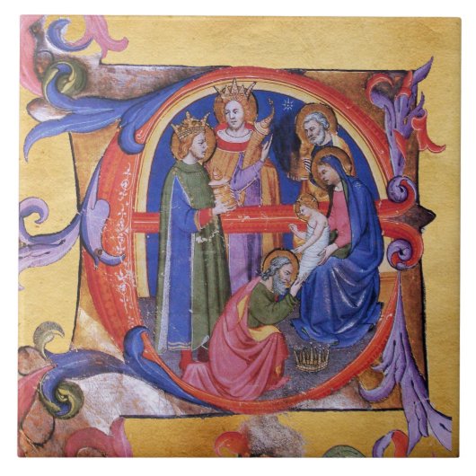 ADORATION OF MAGI NATIVITY CHRISTMAS PARCHMENT タイル (正面)