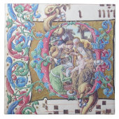 ADORATION OF MAGI , NATIVITY MONOGRAM WITH DOLPHIN タイル (正面)