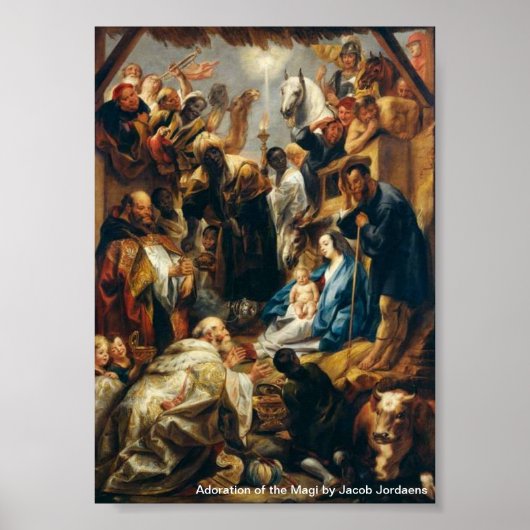 Adoration of the Magi by Jordaens ポスター (正面)
