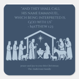 Adoration of the Nativity Sticker – Manger Scene スクエアシール