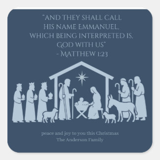 Adoration of the Nativity Sticker – Manger Scene スクエアシール