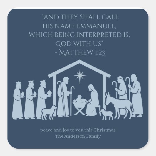 Adoration of the Nativity Sticker – Manger Scene スクエアシール (正面)