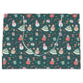 Adorbale Snowman Christmas Pattern ラージペーパーバッグ (正面)