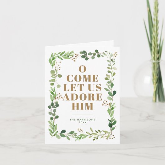 Adore彼の葉のフレーム宗教的に折り畳まれた写真 シーズンカード (正面)