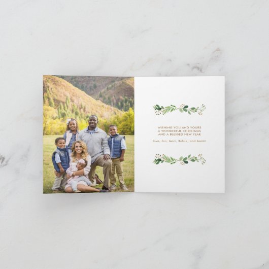 Adore彼の葉のフレーム宗教的に折り畳まれた写真 シーズンカード (内部)