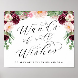 Adore Floral Wand Streamers Send Off Wedding Sign ポスター