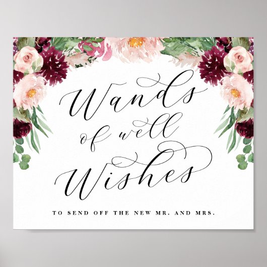 Adore Floral Wand Streamers Send Off Wedding Sign ポスター (正面)