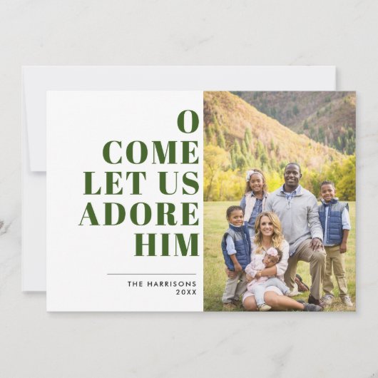 Adore Him緑と白の宗教モダン写真 シーズンカード (正面)