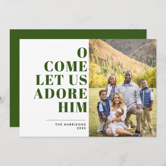 Adore Him緑と白の宗教モダン写真 シーズンカード (正面/裏面)