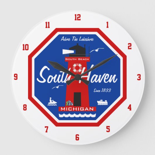 Adore The Lakeshore - South Haven, MI ラージ壁時計 (正面)
