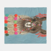 Adorned Llama – ブラウン フリースブランケット (正面(横))