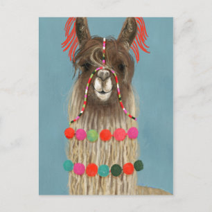 Adorned Llama – ブラウン ポストカード