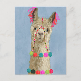 Adorned Llama – ベージュ ポストカード