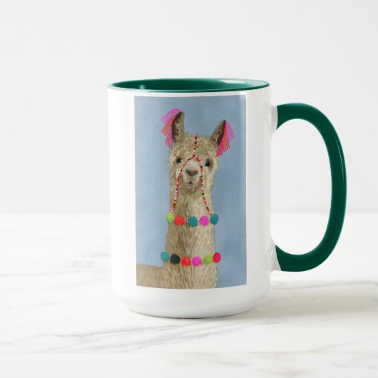 Adorned Llama – ベージュ マグカップ (右)