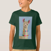 Adorned Llama – ベージュ Tシャツ (正面)