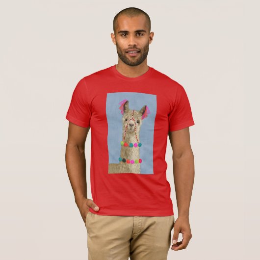 Adorned Llama – ベージュ Tシャツ (正面フル)