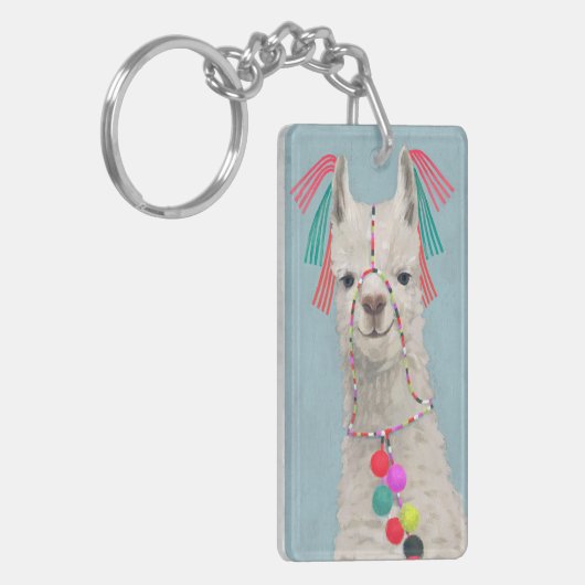 Adorned Llama – 白 キーホルダー (正面左)