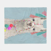 Adorned Llama – 白 フリースブランケット (正面(横))