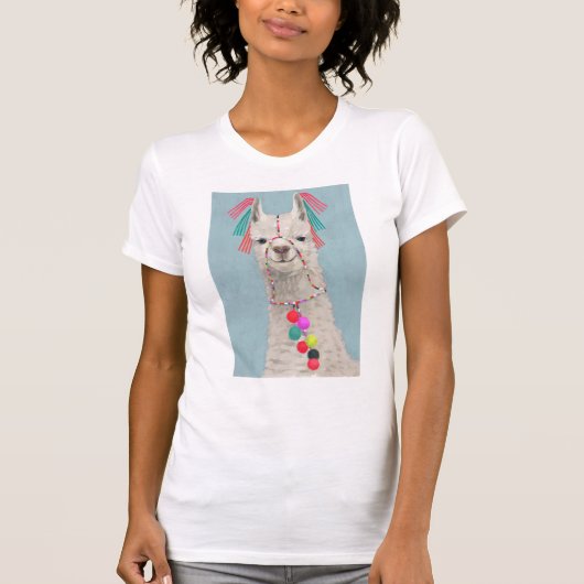 Adorned Llama – 白 Tシャツ (正面)