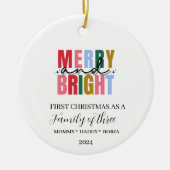 Adorno navideño de familia de tres セラミックオーナメント (正面)