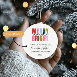 Adorno navideño de familia de tres セラミックオーナメント