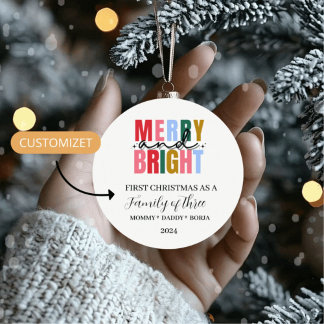 Adorno navideño de familia de tres セラミックオーナメント