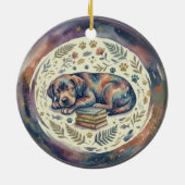 Adorno Navideño Perro Durmiendo con libros セラミックオーナメント (裏面)