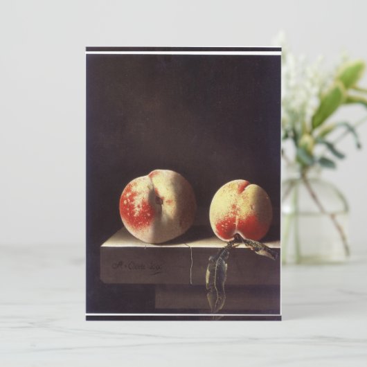 Adriaen Coorte - 2つの桃 招待状 (スタンド正面)