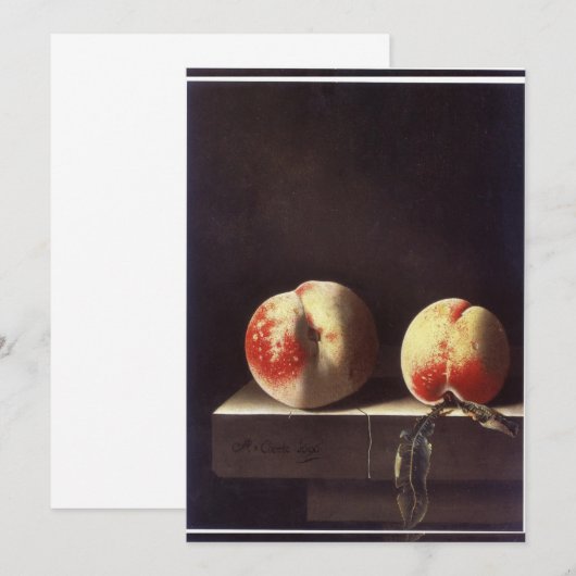 Adriaen Coorte - 2つの桃 招待状 (正面/裏面)