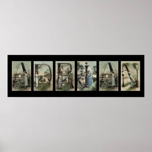 ADRIANアルファベットレター名アート ポスター (正面)