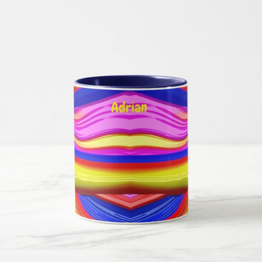 ADRIAN ~ ザニー3Dフラクタル ~ ピンク、黄色、青 マグカップ (中央)
