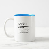Adrian、男の子のパーソナライズされた名前の定義 ツートーンマグカップ (左)