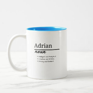 Adrian、男の子のパーソナライズされた名前の定義 ツートーンマグカップ