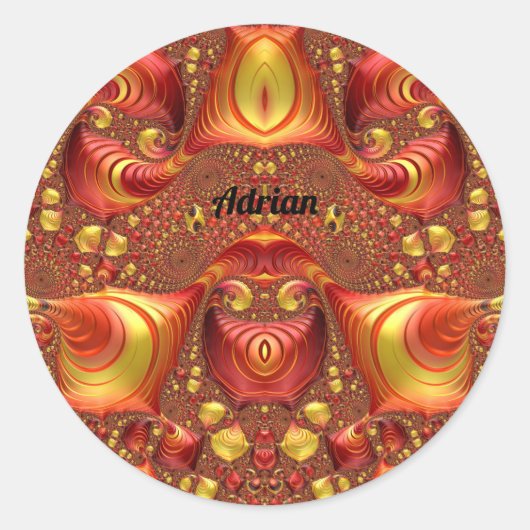 ADRIAN ~ 赤茶黄色のフラクタルデザイン ~ ラウンドシール (正面)