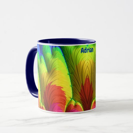 ADRIAN ~ 3D Fractal ~ Pink, Yellow Red and Blue  マグカップ (正面左)