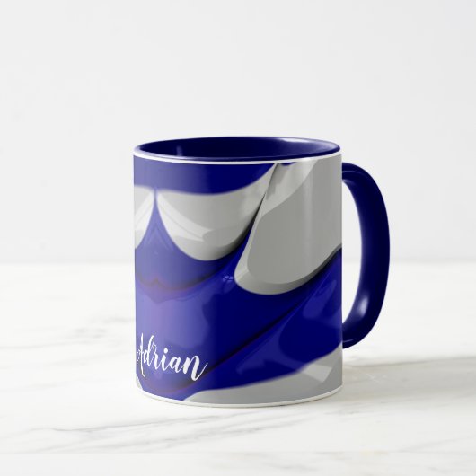 ADRIAN ~ GLOSSY 3D Glossy Blue White ~ Mug マグカップ (正面右)