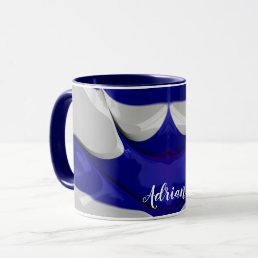 ADRIAN ~ GLOSSY 3D Glossy Blue White ~ Mug マグカップ (正面左)